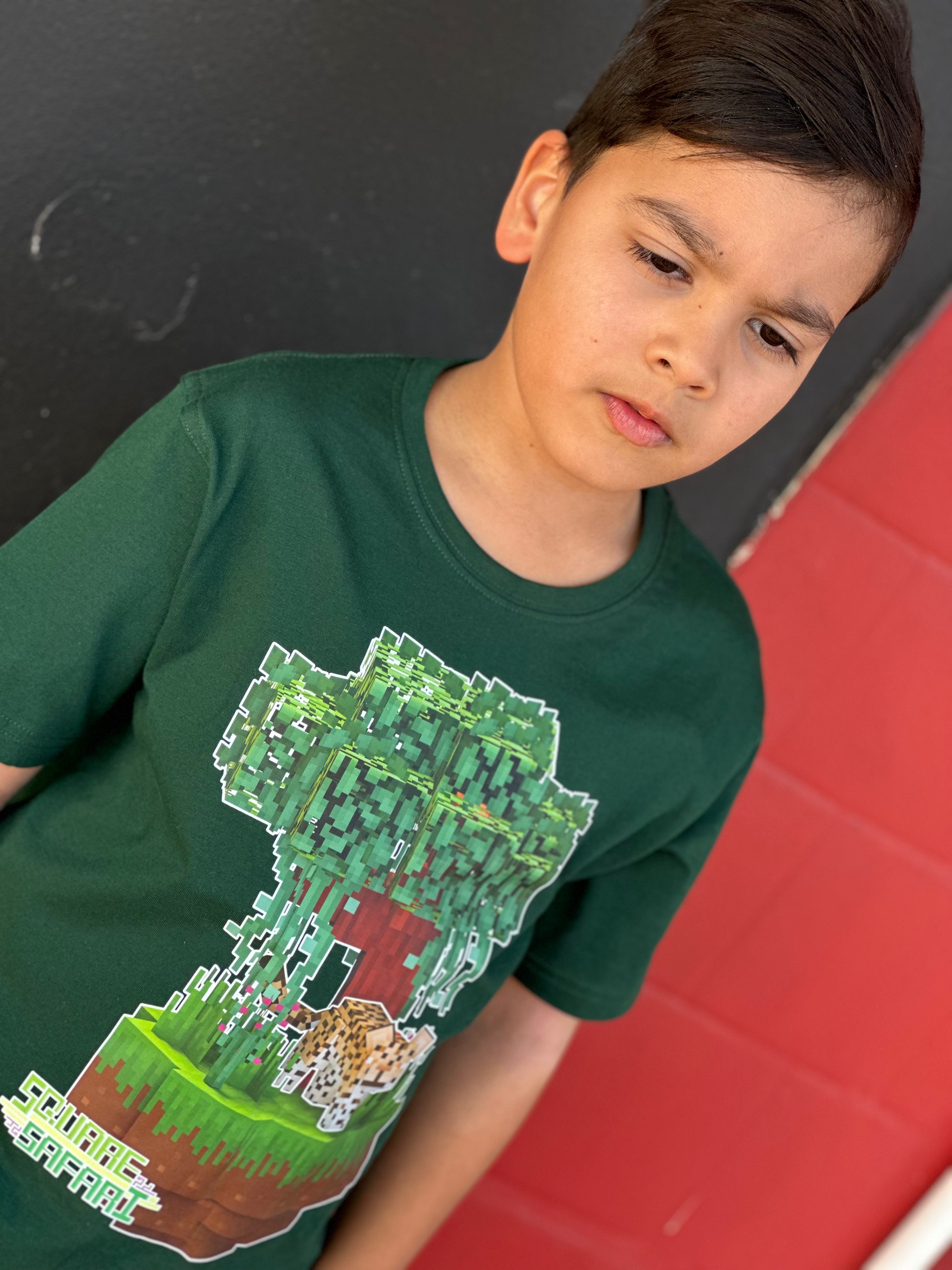 Leopard Lurking in the Jungle Square Safari Kids T-Shirt wildlife t shirt, gift ideas for kids who love animals, wildlife lover gift ideas 