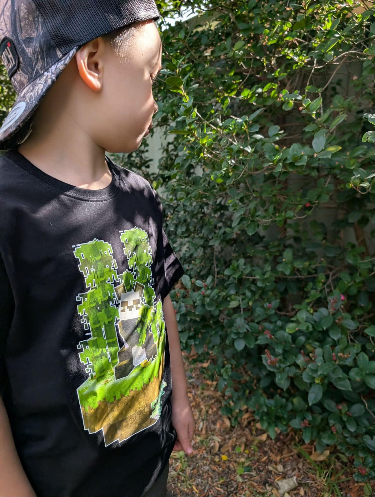 Panda Munching in the Bamboo Forest — Square Safari Kids T-Shirt