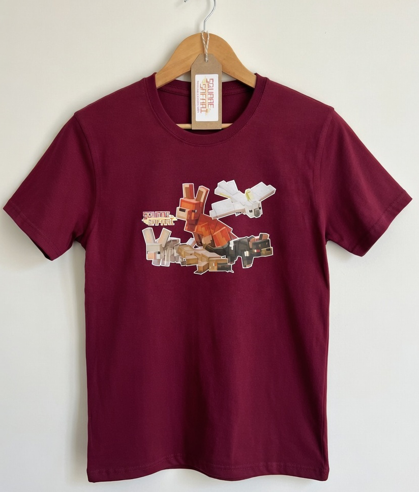 Aussie Animals pixel art kids t-shirt with Square Safari logo. australian animal art, wear the wild, kids aussie t shirt design, wildlife design t shirt
