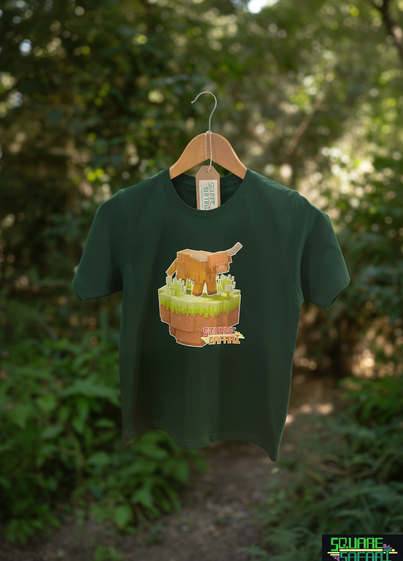 Highland Cow Roaming the Highlands — Square Safari Kids T-Shirt