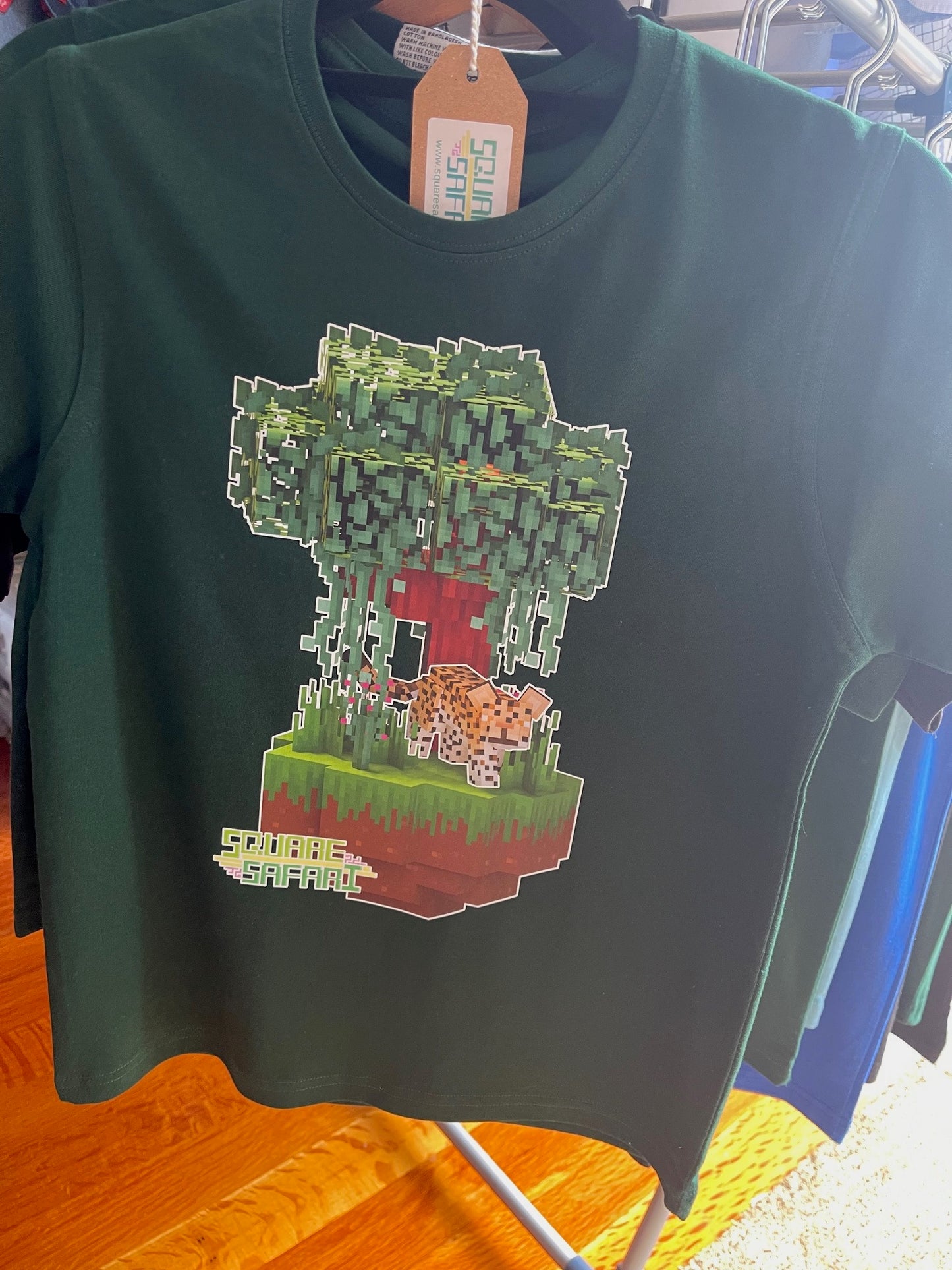 Leopard Lurking in the Jungle Square Safari Kids T-Shirt wildlife t shirt, gift ideas for kids who love animals, wildlife lover gift ideas 