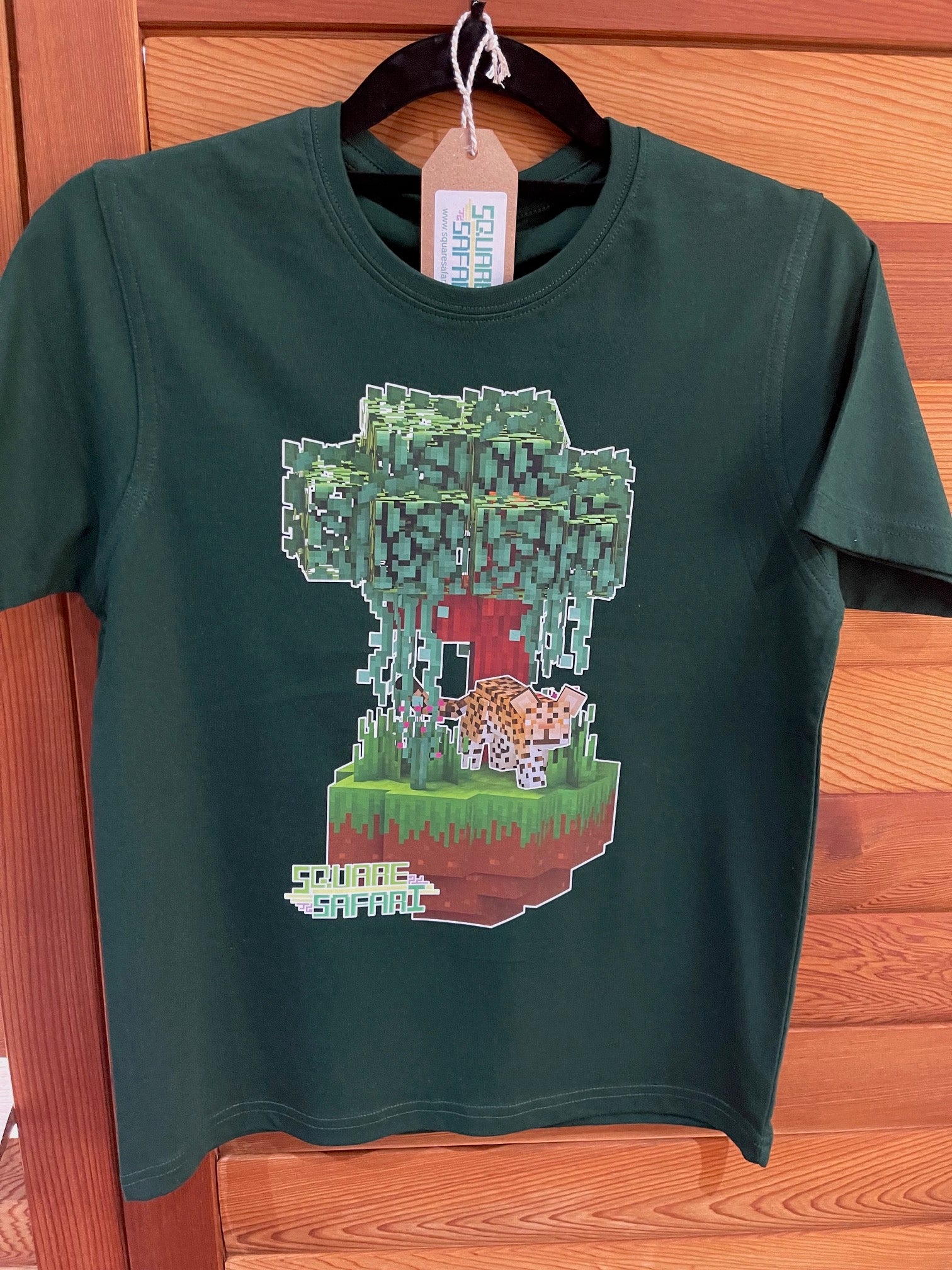 Leopard Lurking in the Jungle Square Safari Kids T-Shirt wildlife t shirt, gift ideas for kids who love animals, wildlife lover gift ideas 