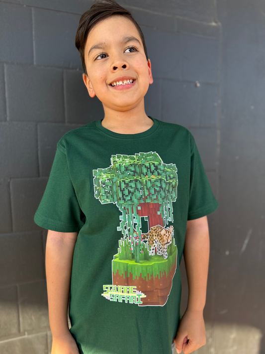 Leopard Lurking in the Jungle Square Safari Kids T-Shirt wildlife t shirt, gift ideas for kids who love animals, wildlife lover gift ideas 