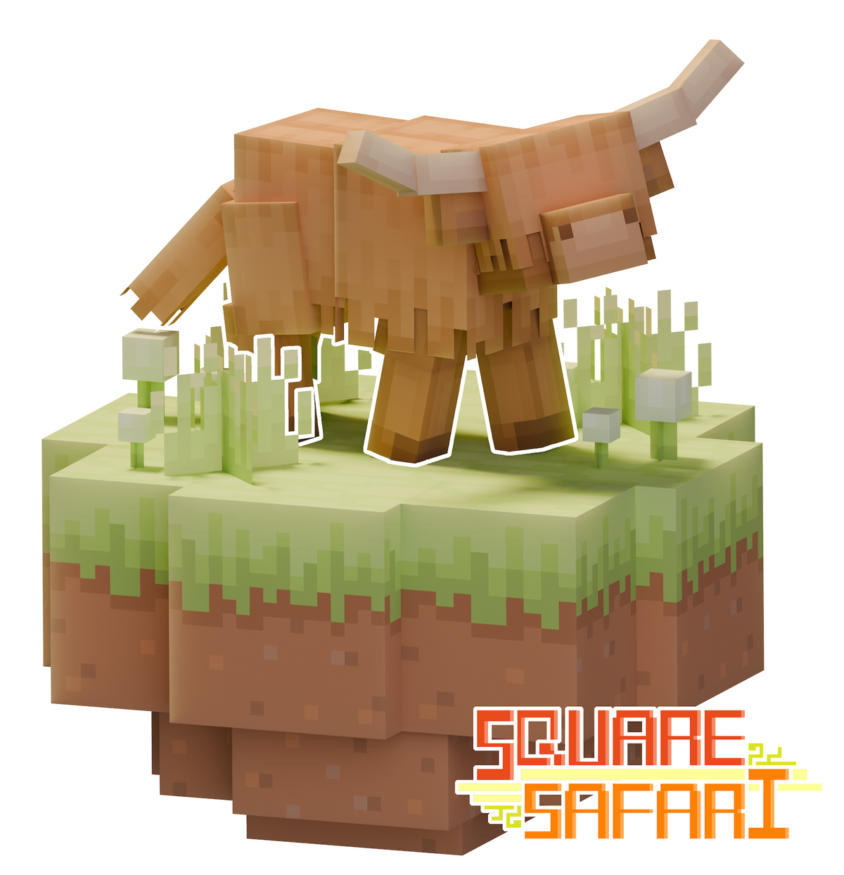 Highland Cow Roaming the Highlands — Square Safari Kids T-Shirt