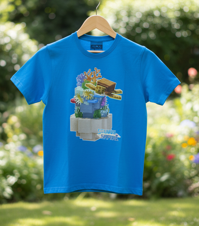 Sea Turtle Gliding Through the Ocean On Sale — Square Safari Kids T-Shirt