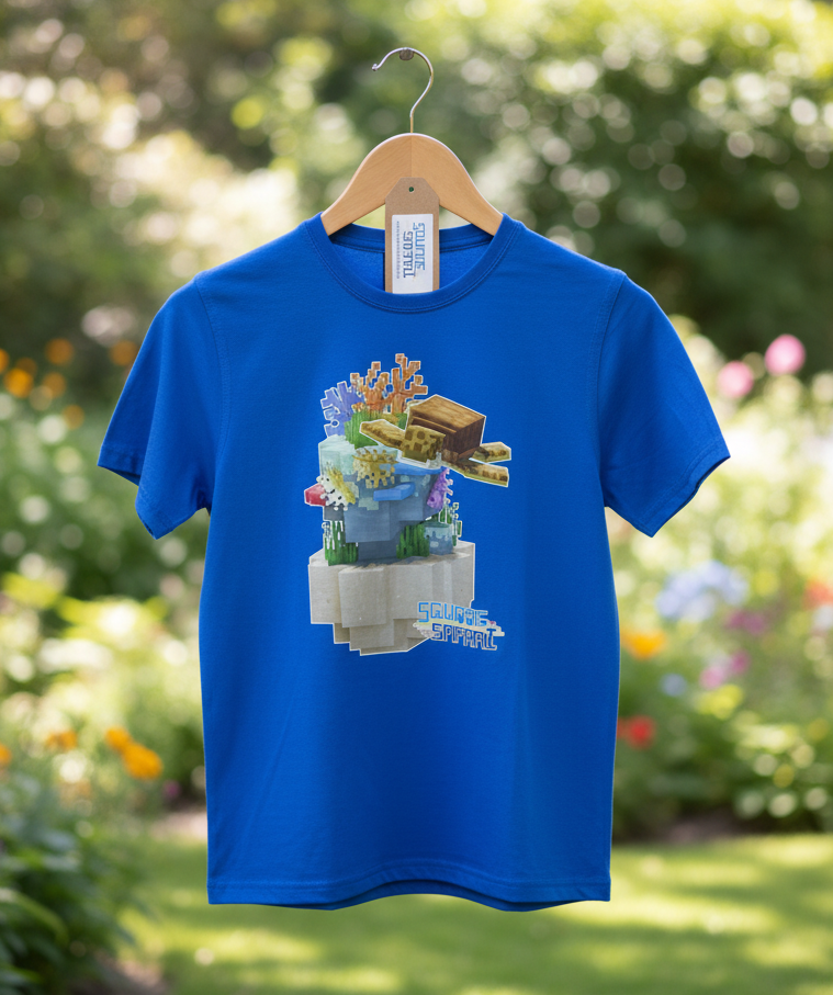Sea Turtle Gliding Through the Ocean On Sale — Square Safari Kids T-Shirt